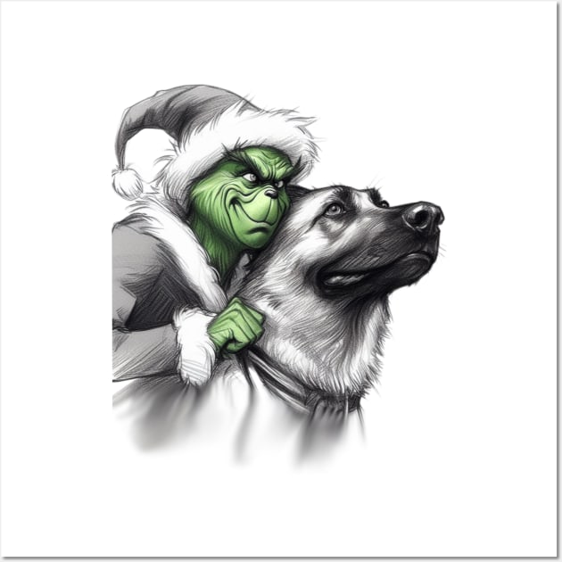 The Grinch and Dog Christmas tee Wall Art by DarkWave